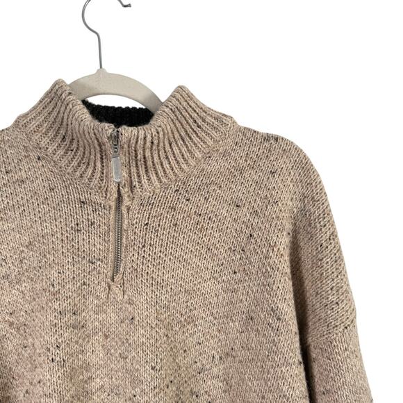 Carraig Donn Quarter Zip Cream Chunky Sweater 100% Pure New Wool Ireland Mens XL - Picture 2 of 5